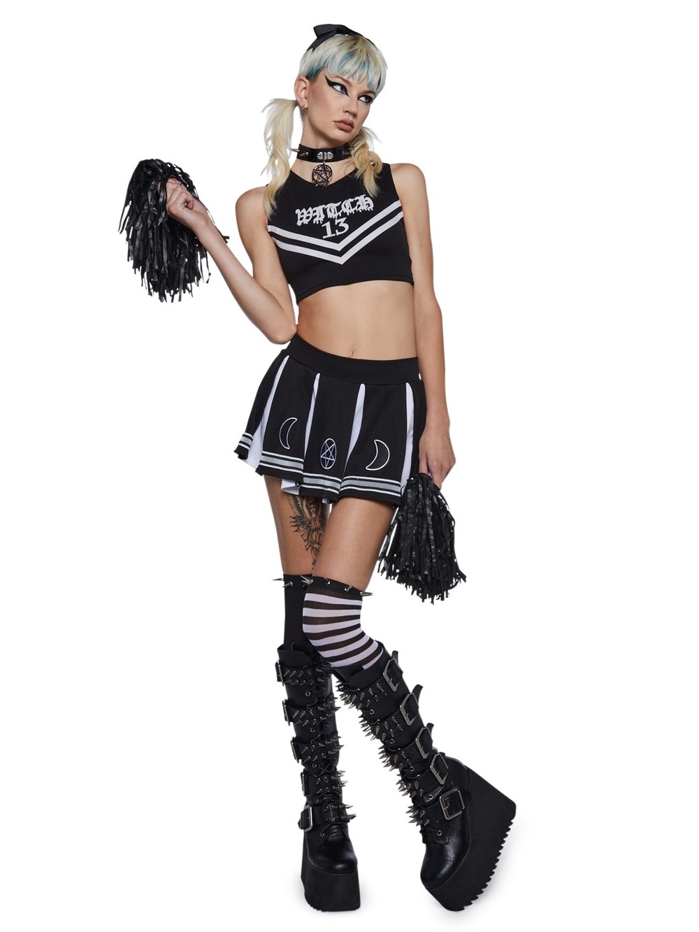 NWT  DollsKill Trickz N’ Treatz Coven Cheerleader Costume Set  Size XS